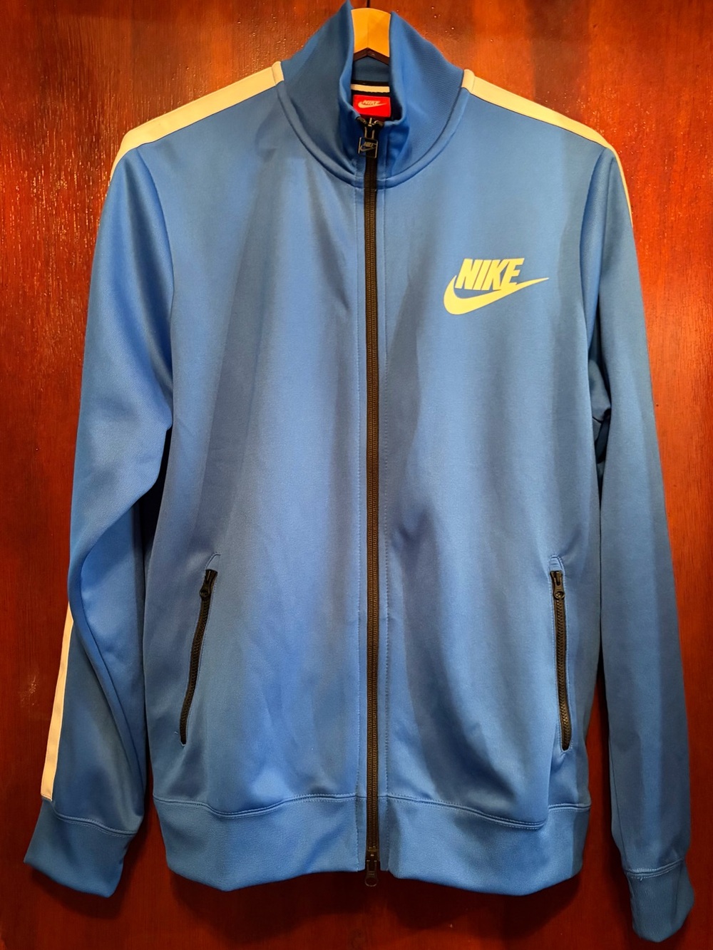 Nike Light Blue Full-Zip Track Jacket with White Stripes